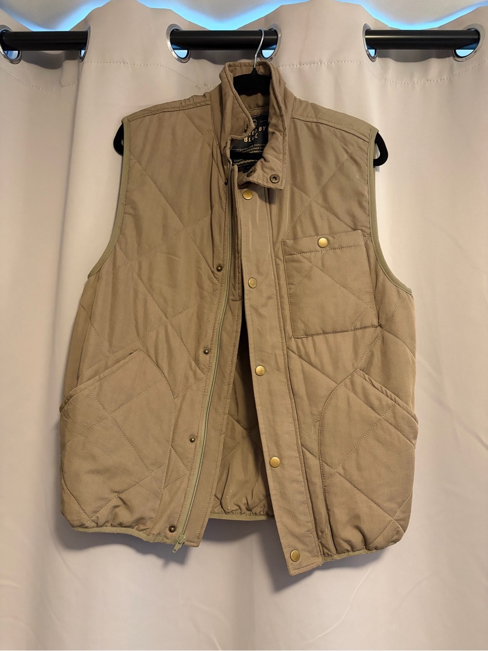 United By Blue Quilted Green Vest with Snap & Zip Closure